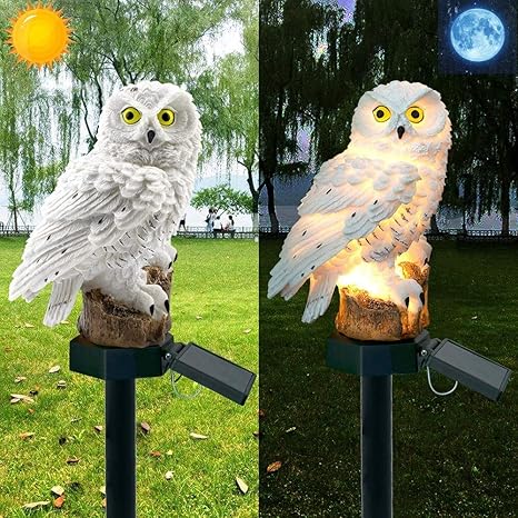 SolarOwl - Lámpara de jardín con Forma de Búho que Funciona con Energía Solar