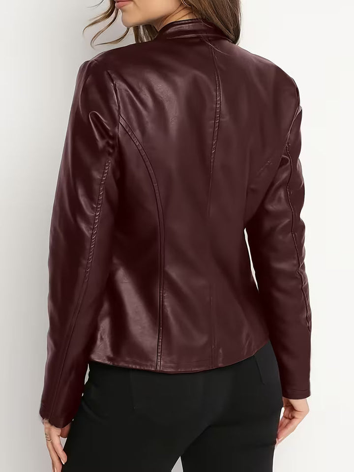 Siliena - Elegante Chaqueta De Imitación De Piel Con Cremallera