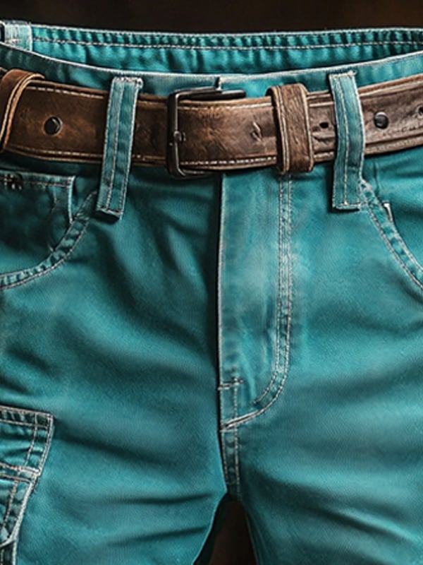 Pantalones Cortos Multiusos Retro Para Hombre Con Cinturón y Tejido Ripstop Para Actividades Al Aire Libre