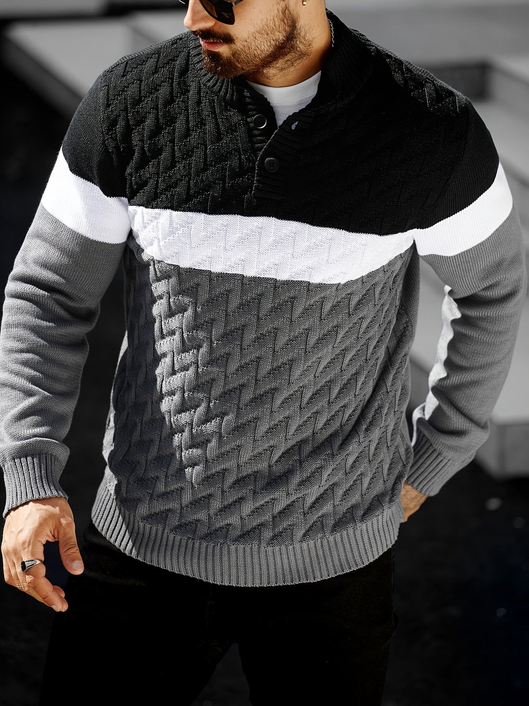 Lilfad - Jersey De Punto Informal Con Cuello De Pie