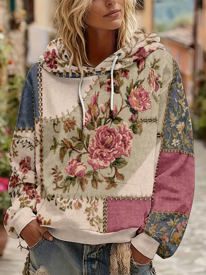 Norella - Sudadera Con Capucha De Manga Larga Y Diseño Floral De Patchwork