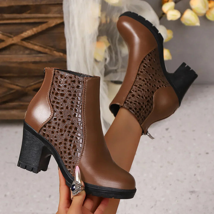 Noy - Zapatos de Tacón Grueso de Cuero