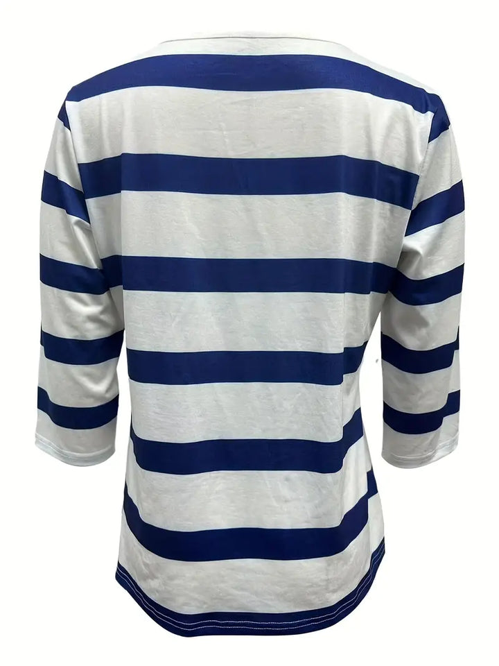 Dakota - Camiseta Informal Con Cuello En V Y Estampado A Rayas