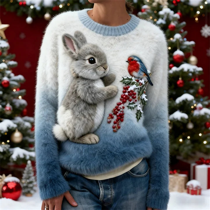 Suzette - Jersey De Felpa Con un Conejo Navideño