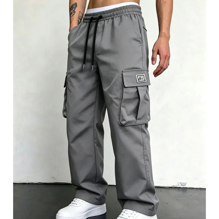 Nesham - Pantalones Cargo Con Cordón en la Cintura y Bolsillos