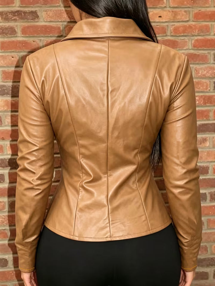 Shiona - Chaqueta De Cuero Con Bolsillos Delanteros