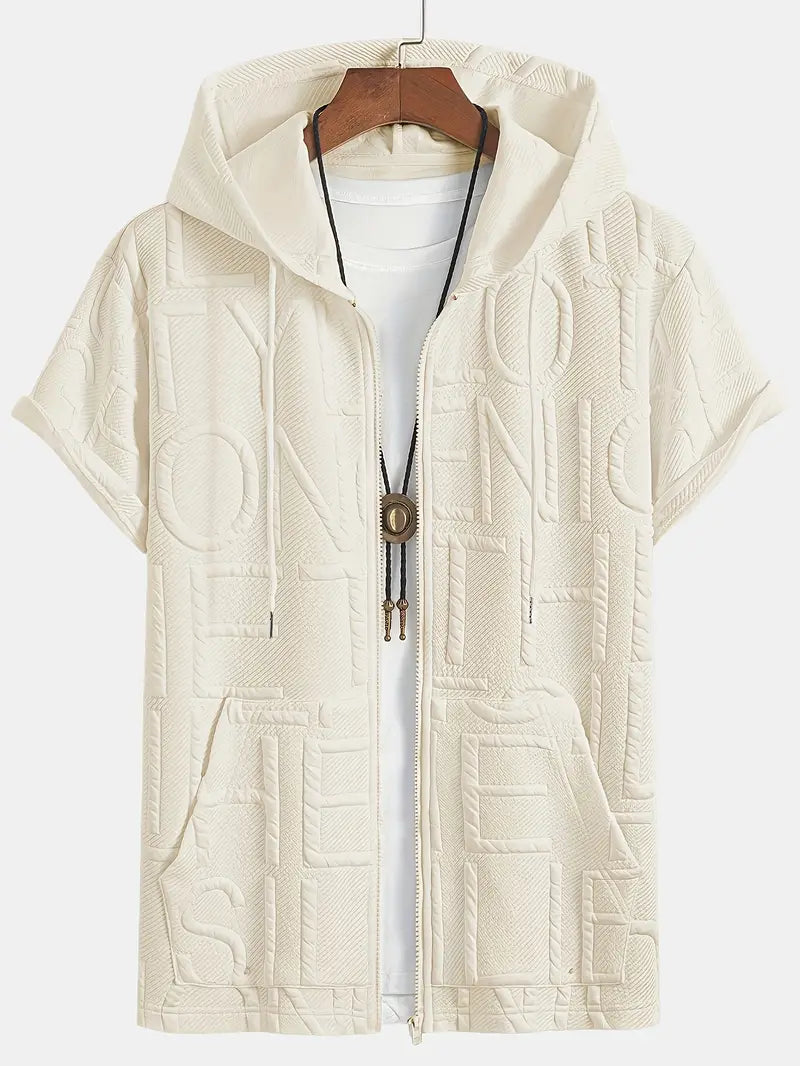 Henryk - Elegante Sudadera Con Capucha Manga Corta y Cremallera
