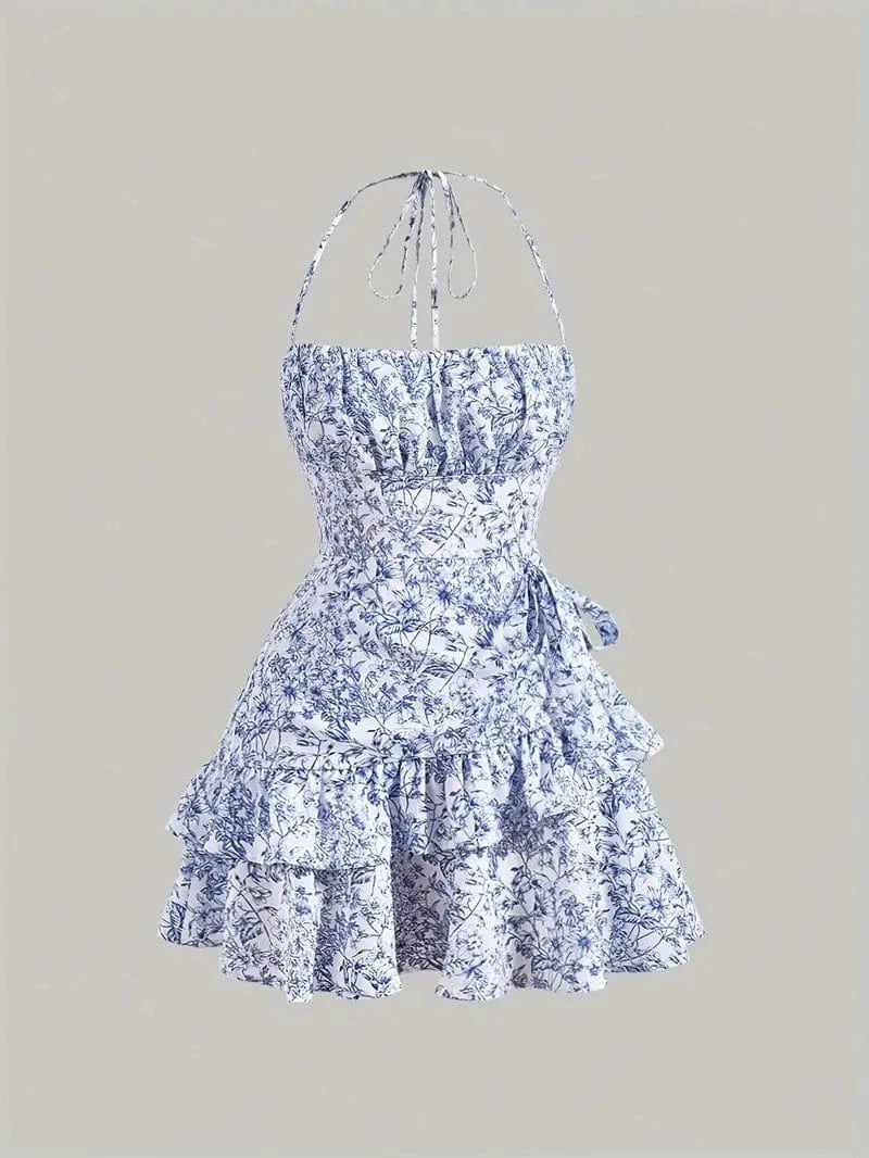 Ortagus - Vestido Floral Con Volantes