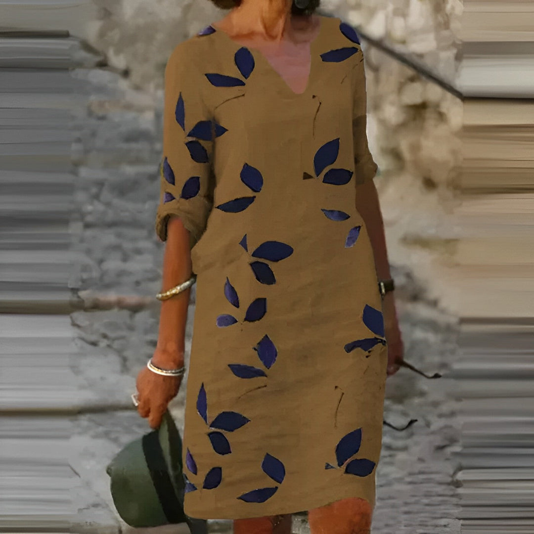 Zadie - Impresionante Vestido De Verano Con Estampado De Hojas