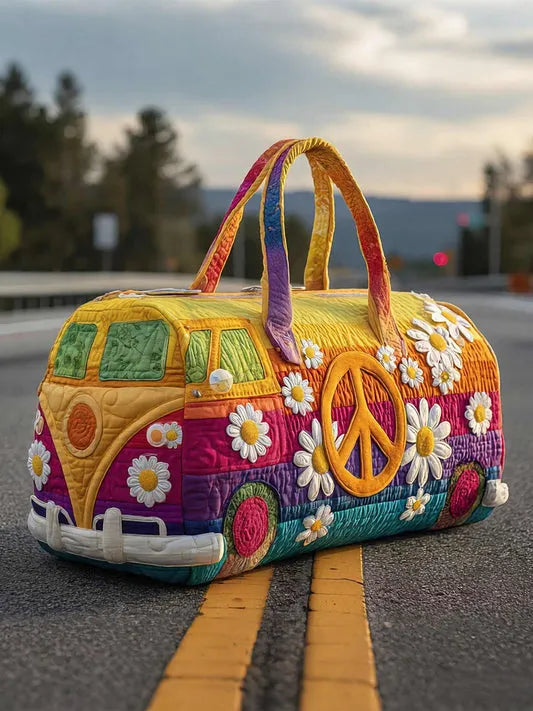 RetroBloom - Bolsa de Viaje Acolchada con Estampado Vintage de Autocaravana