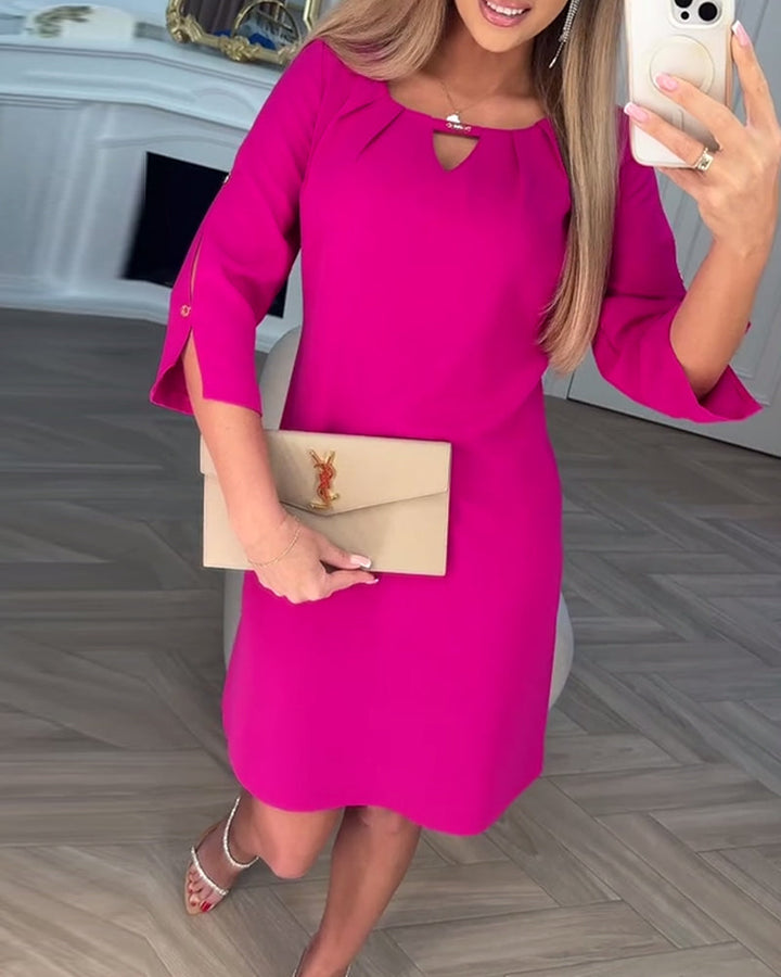 Kamelia - Mini Vestido Con Manga Con Abertura En Forma De Ojo De Cerradura