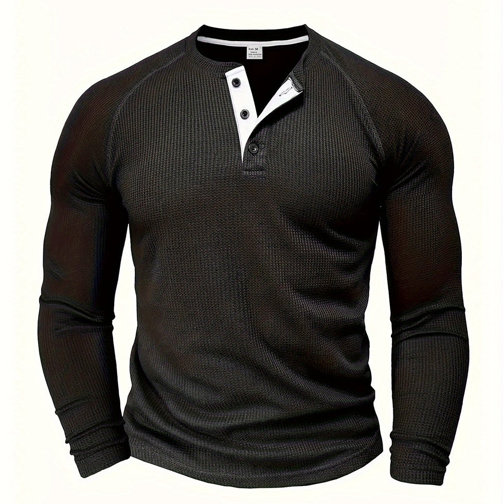 Jarik - Camiseta Henley De Manga Larga Con Textura