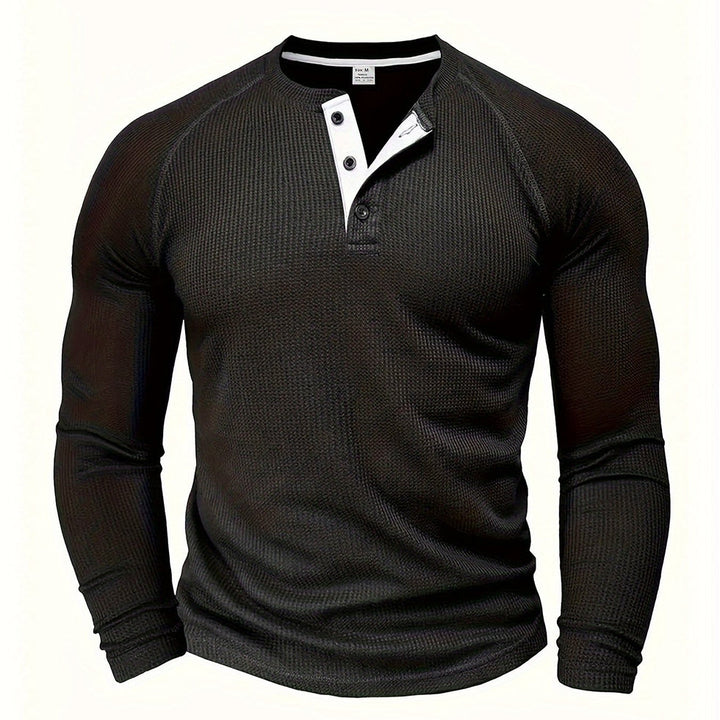 Jarik - Camiseta Henley De Manga Larga Con Textura