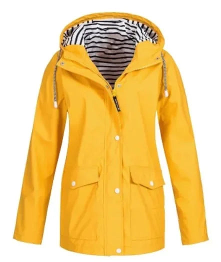 Ilektra - Elegante Manga Larga Impermeable Capuchado Chaqueta