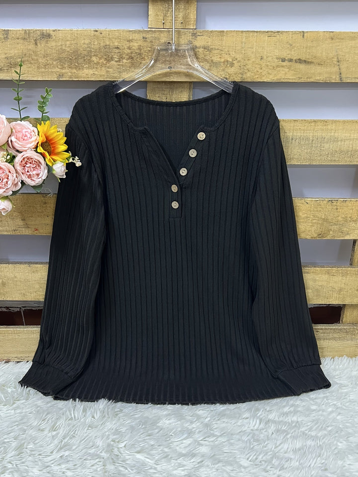Keeler - Camiseta Henley De Manga Larga De Punto Acanalado Y Con Botones