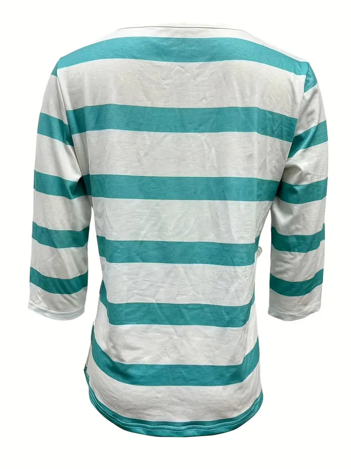 Dakota - Camiseta Informal Con Cuello En V Y Estampado A Rayas