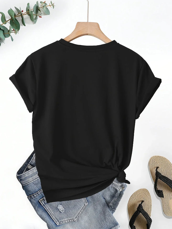 Larson - Informal Manga Corta Camiseta Con Estampado De Corazones