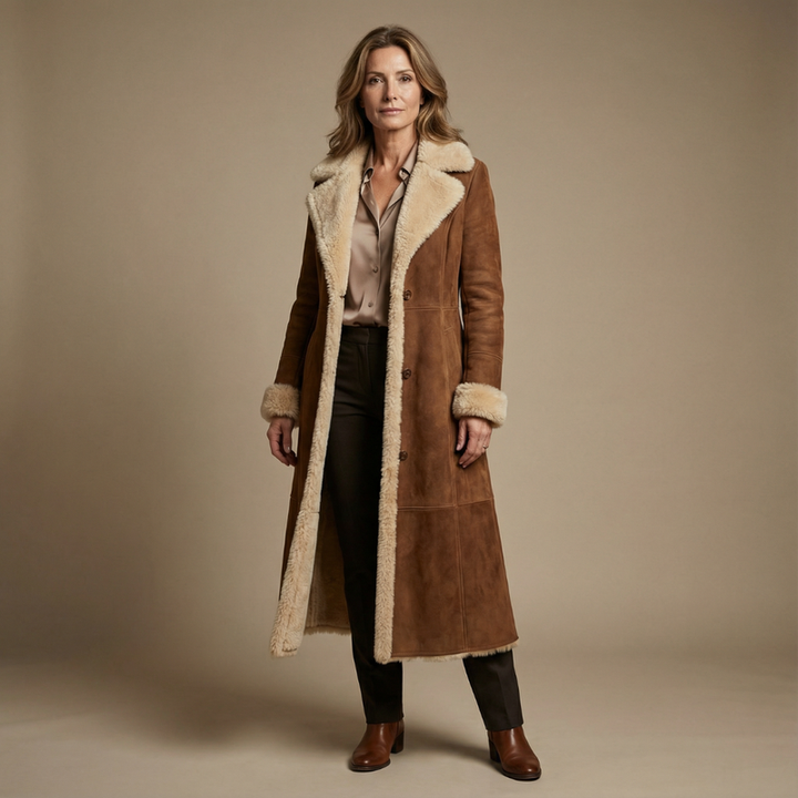 Zeeta - Abrigo Largo Vintage Con Pelo Sintético