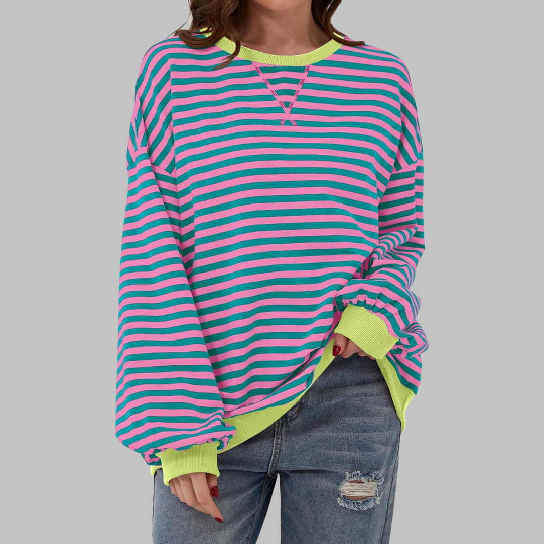 Melorna - Elegante Jersey De Manga Larga a Rayas