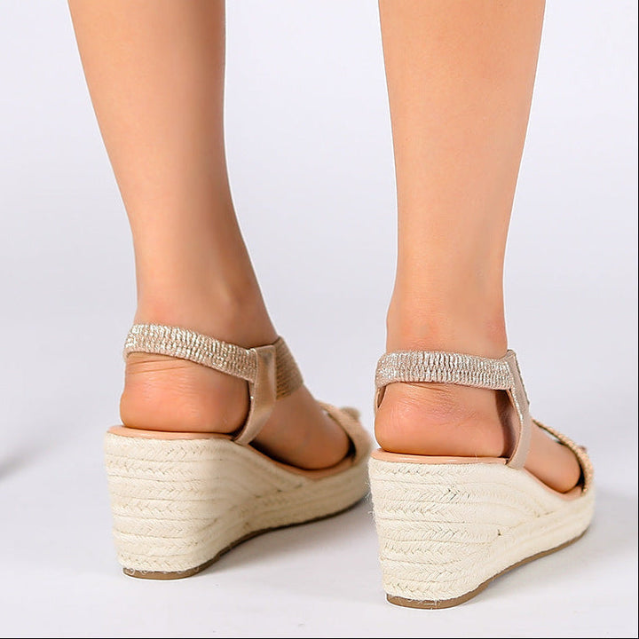Niyar - Sandalias de Cuña Tipo Espadrilla Con Talón Abierto y Tejido Trenzado