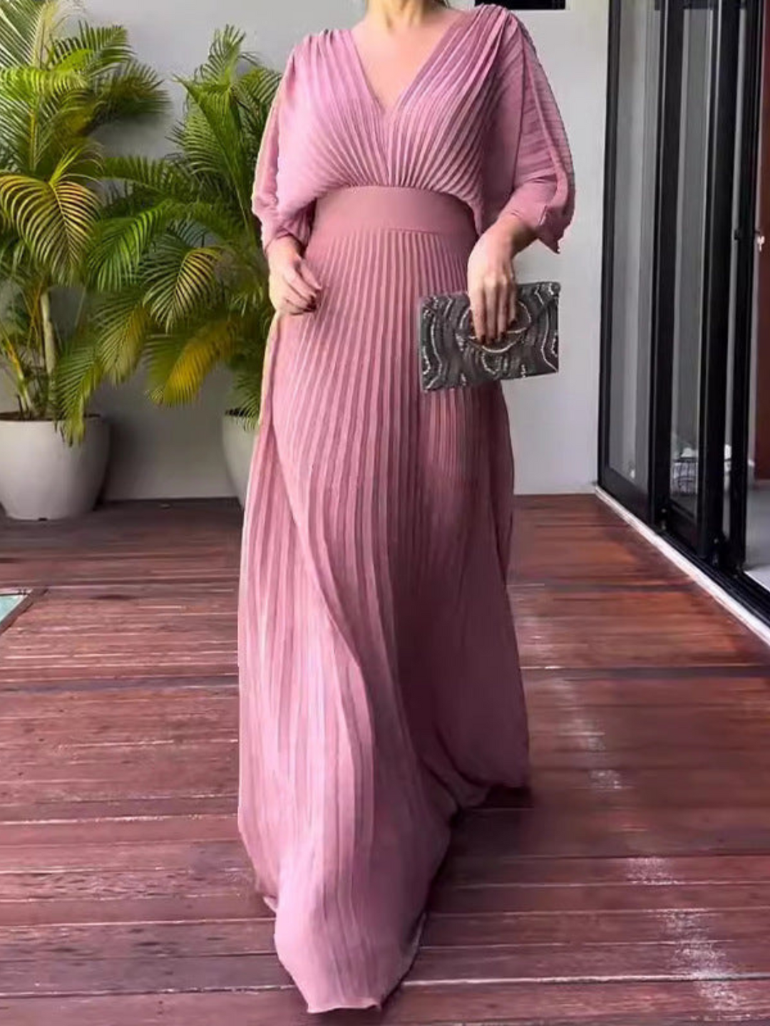 Valerija - Vestido Largo Plisado Vibrante