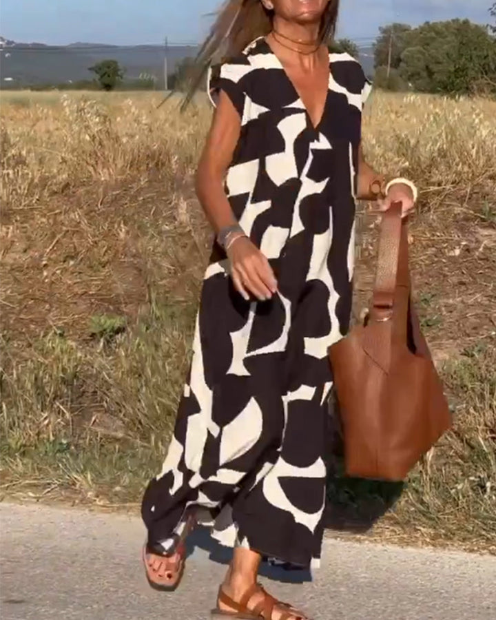 Sarinya - Vestido Estampado Con Cuello En V