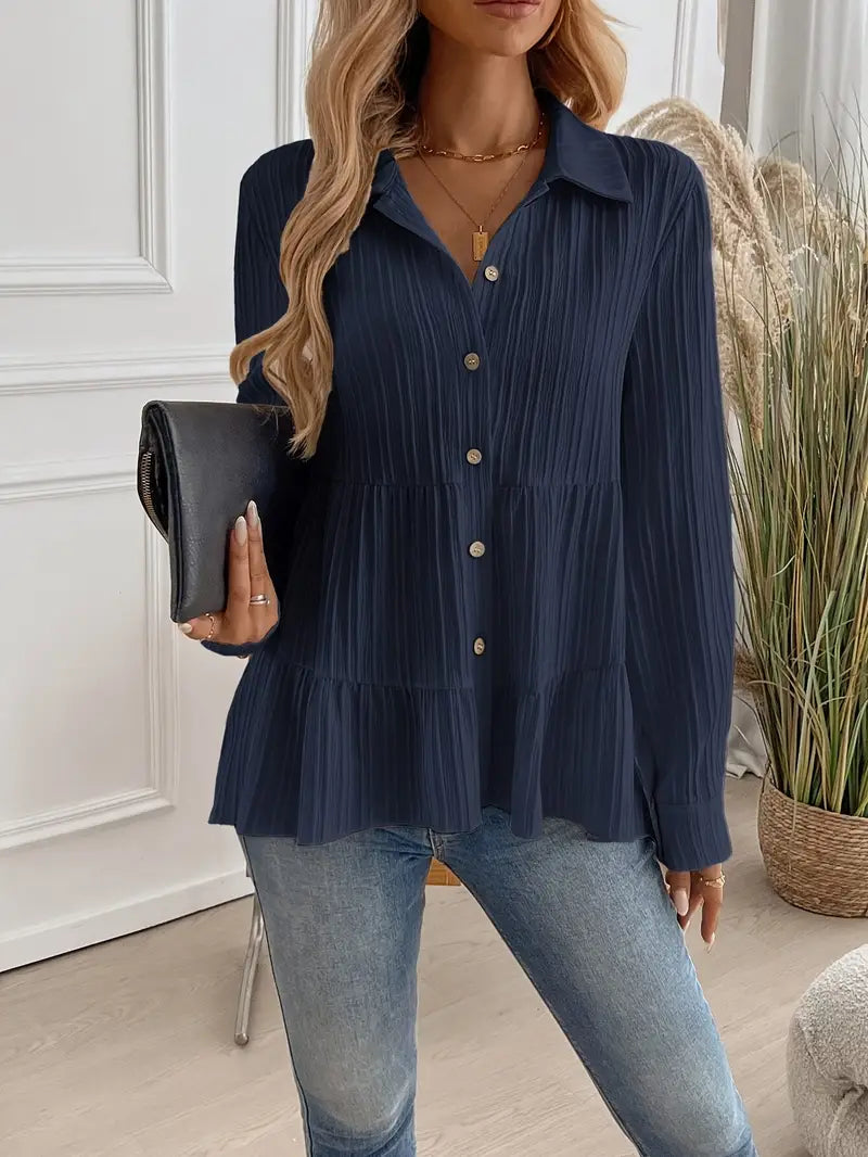 Majlinda - Elegante Camisa De Manga Larga Con Botones