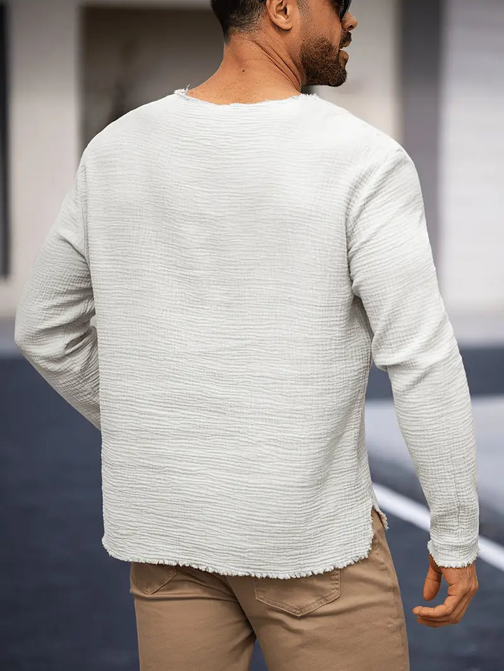 Demetrio - Camisa Informal y Cómoda De Manga Larga Con Cuello en V