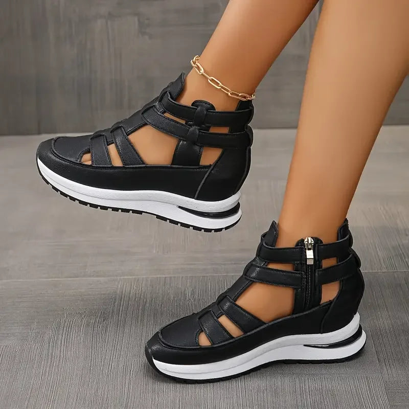 Souad - Sandalias De Cuña Elegantes Ligeras Con Cremallera Lateral