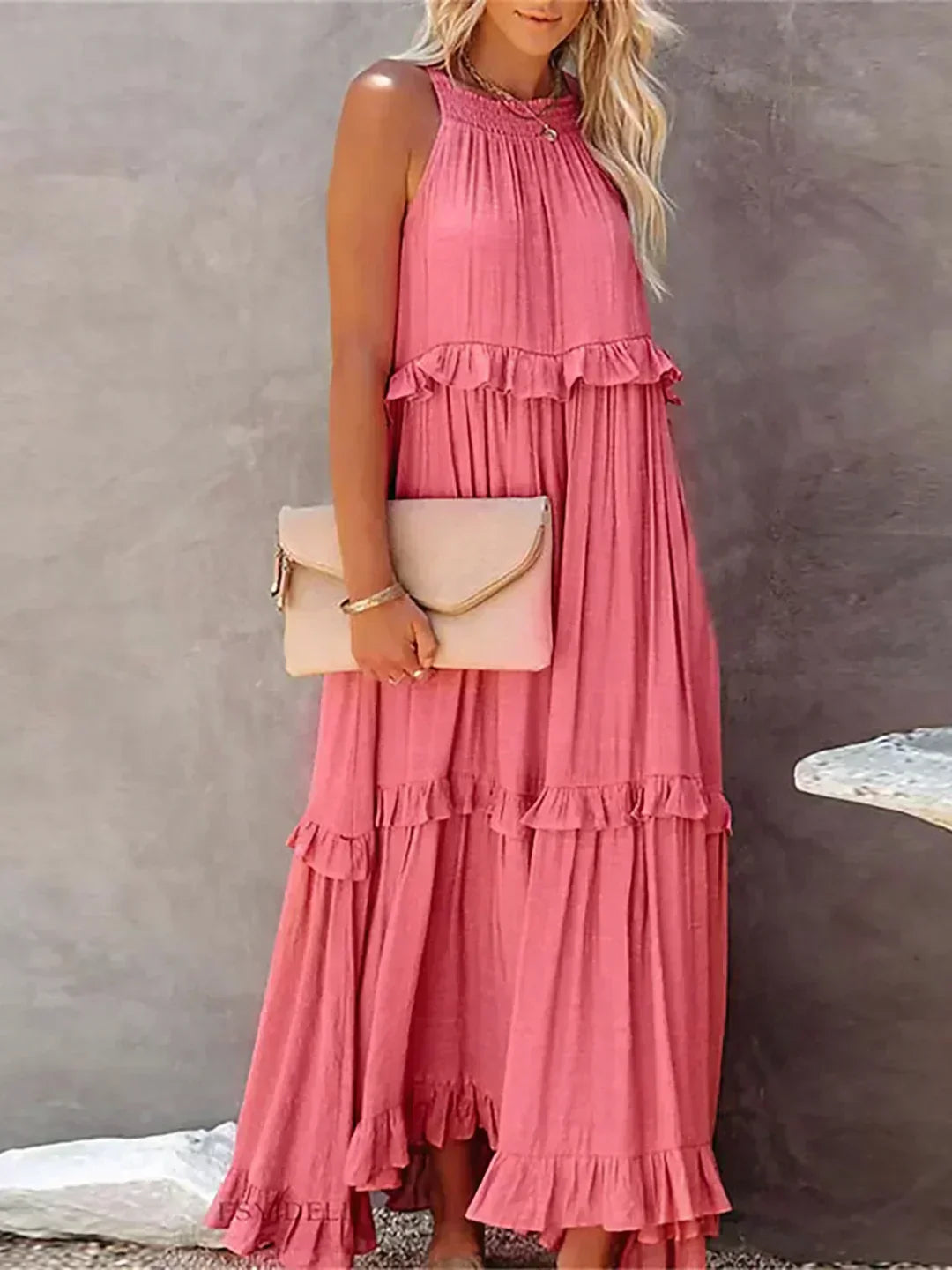Hayley - Elegante Vestido Sin Mangas Con Volantes