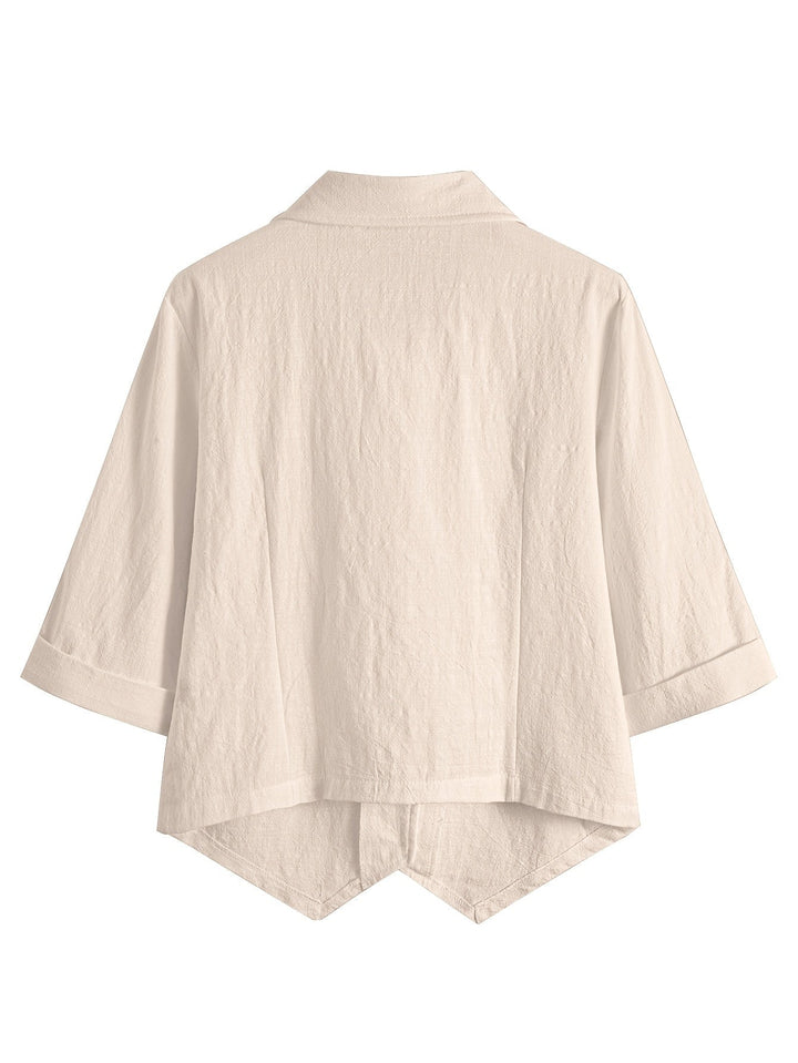 Maihuong - Camisa Holgada De Manga Corta Y Cuello Abierto