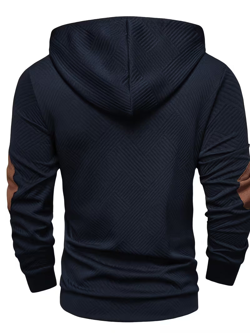Alejandro - Sudadera Con Capucha y Textura Con Parches en Los Codos en Color de Contraste