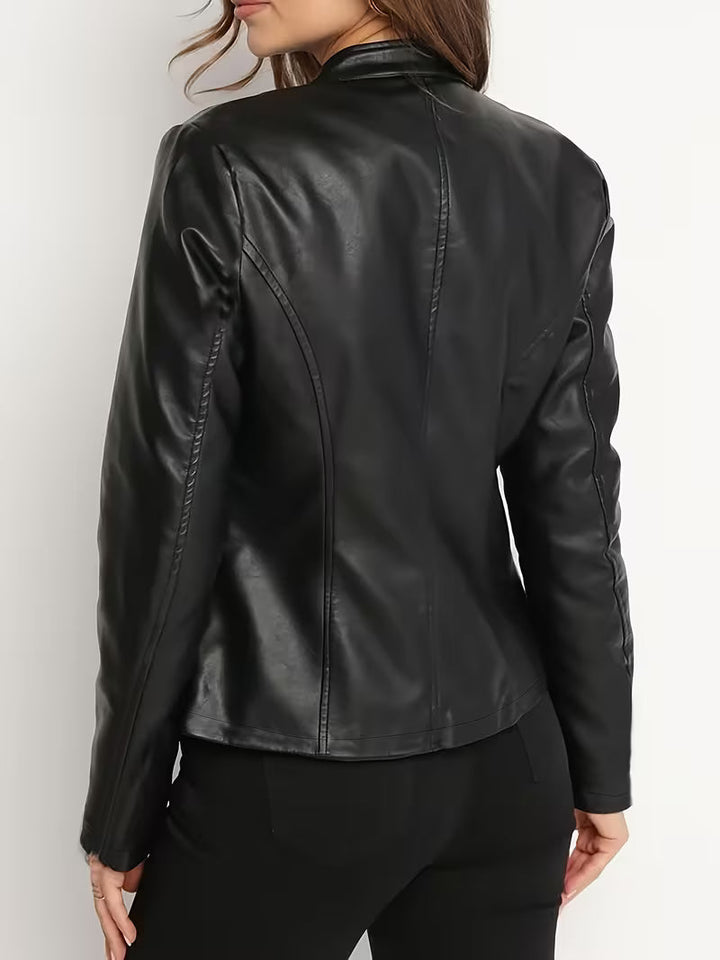 Siliena - Elegante Chaqueta De Imitación De Piel Con Cremallera