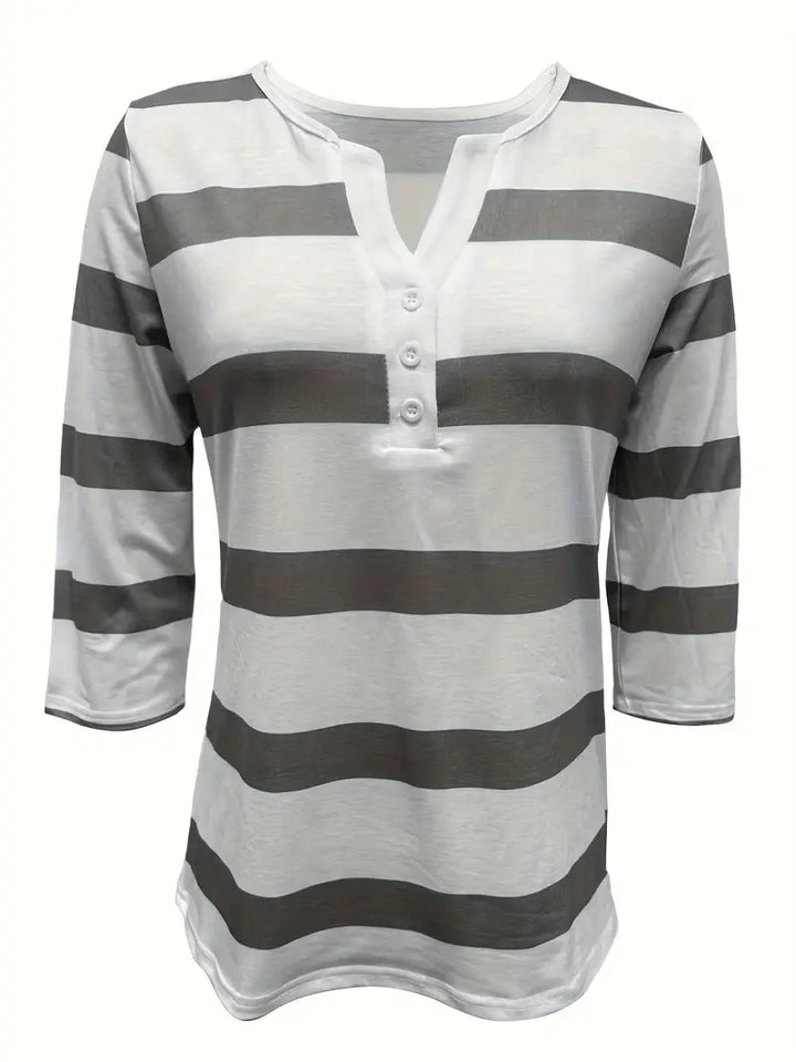 Dakota - Camiseta Informal Con Cuello En V Y Estampado A Rayas