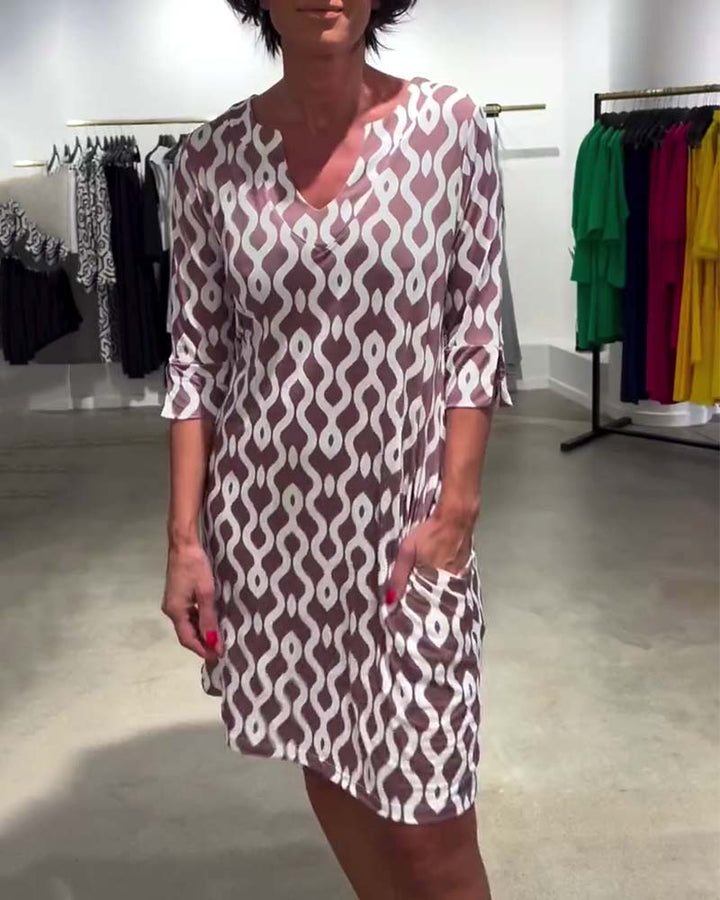 Jacqueline - Vestido Estampado De Largo Medio Y Cuello Alto