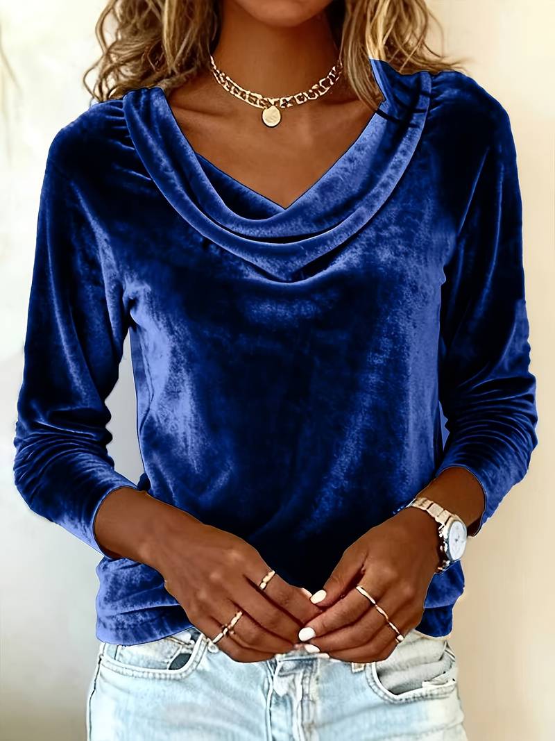 Ghania - Camiseta Informal De Manga Larga Con Cuello en V