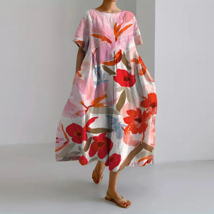 Lucasta - Vestido Cómodo Con Cuello En V y Estampado De Flores