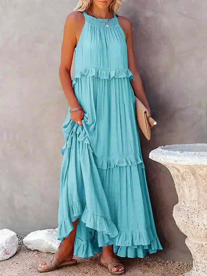 Hayley - Elegante Vestido Sin Mangas Con Volantes