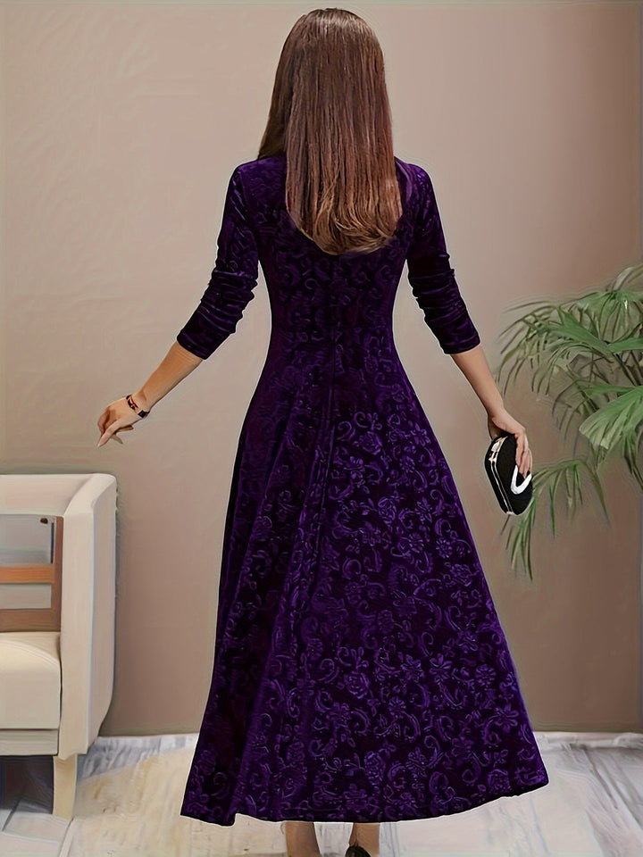 Otsuru - Elegante Vestido De Terciopelo de Manga Larga