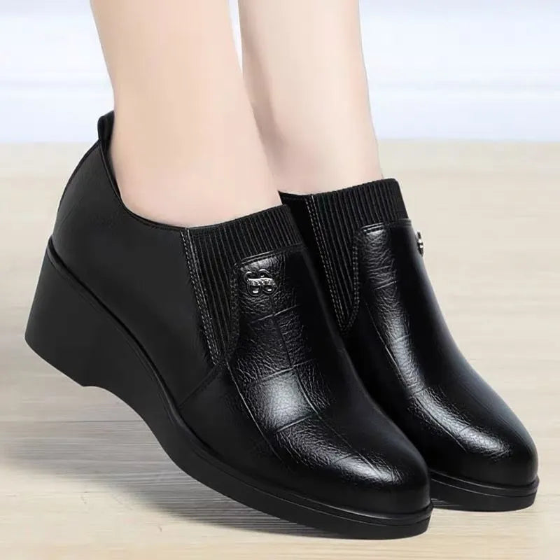 Cyntia - Zapatos Ortopédicos De Cuña De Piel