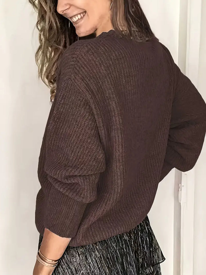 Rozelyn - Elegante jersey De Cuello En V Con Tejido De Trenzado