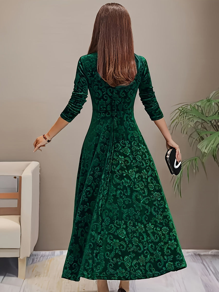 Otsuru - Elegante Vestido De Terciopelo de Manga Larga