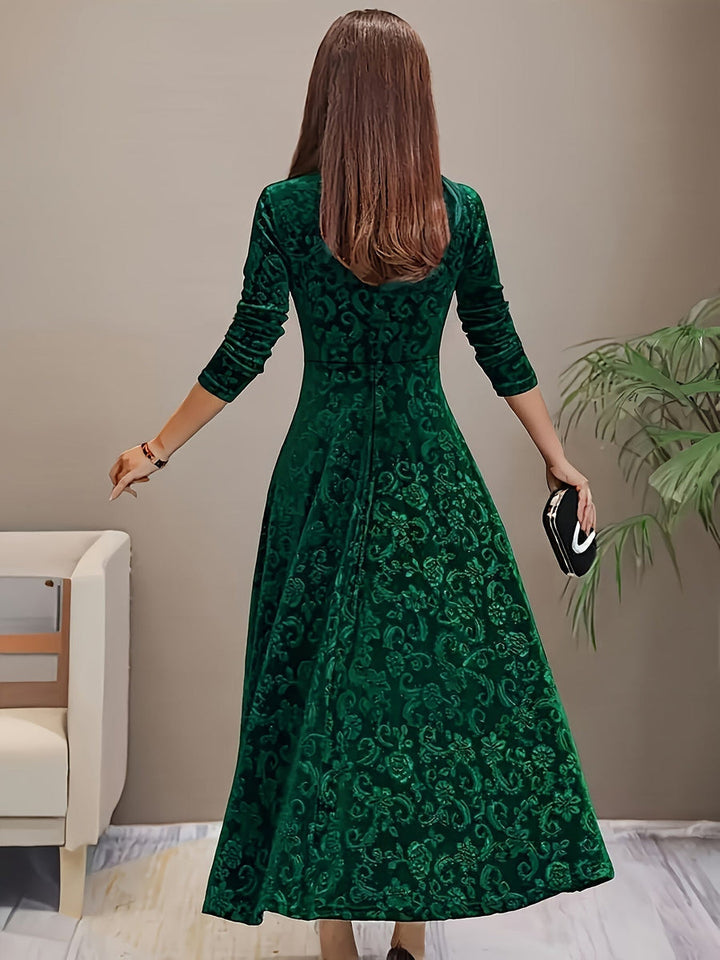 Otsuru - Elegante Vestido De Terciopelo de Manga Larga
