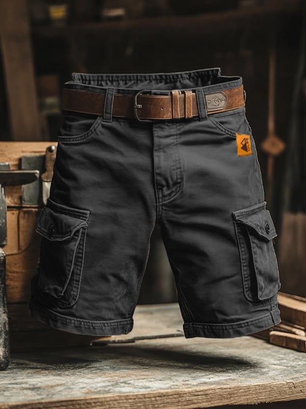 Pantalones Cortos Cargo Multiusos Retro Para Hombre Confeccionados En Tejido Ripstop Resistente al Desgaste
