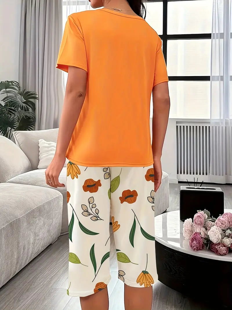 Kinsley - Conjunto Cómodo De Ropa De Estar Por Casa Con Estampado De Flores