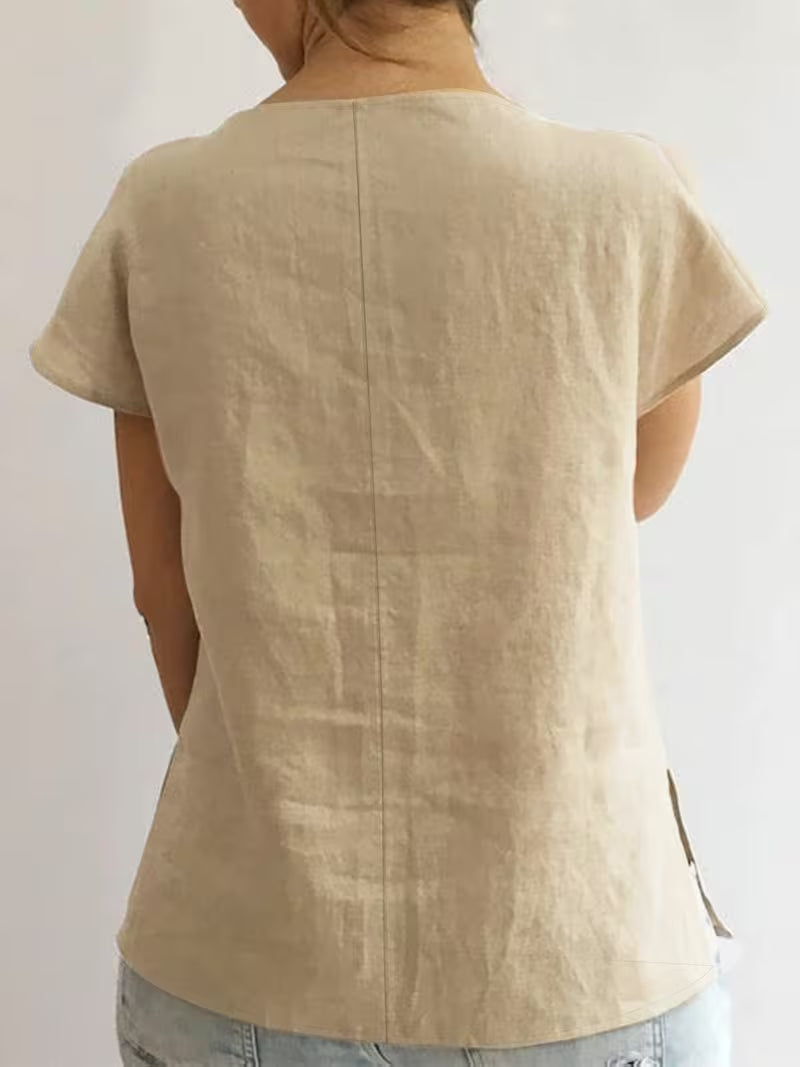 Wiliena - Camiseta De Manga Corta Con Cuello Anudado