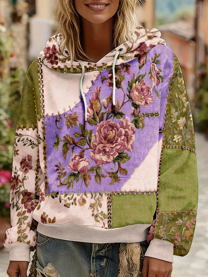 Norella - Sudadera Con Capucha De Manga Larga Y Diseño Floral De Patchwork