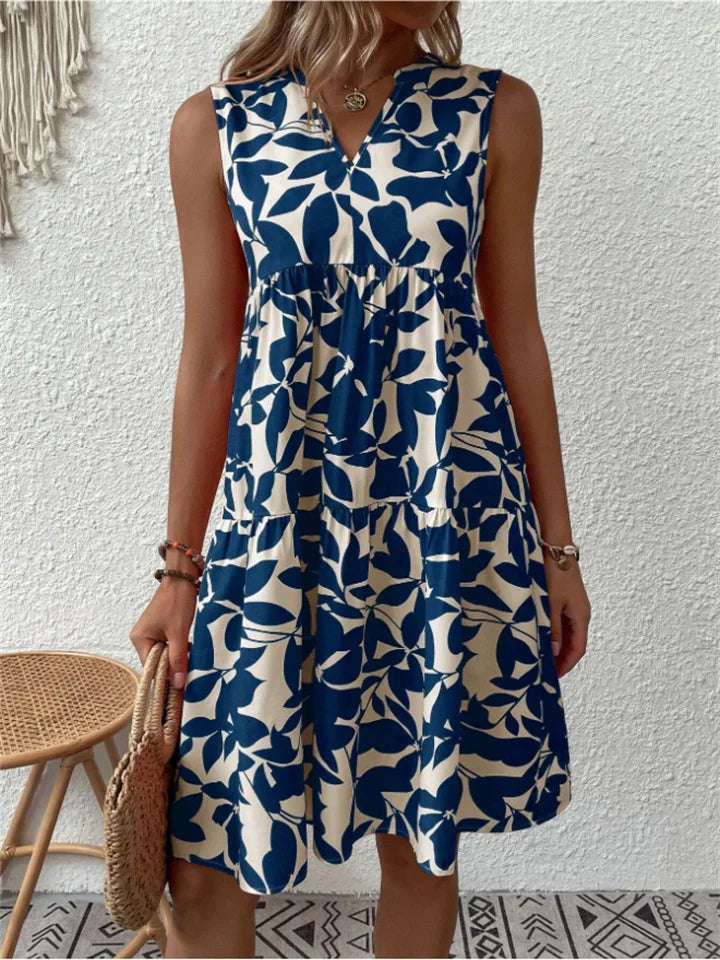 Angélica - Elegante Vestido De Verano Con Estampado De Hojas