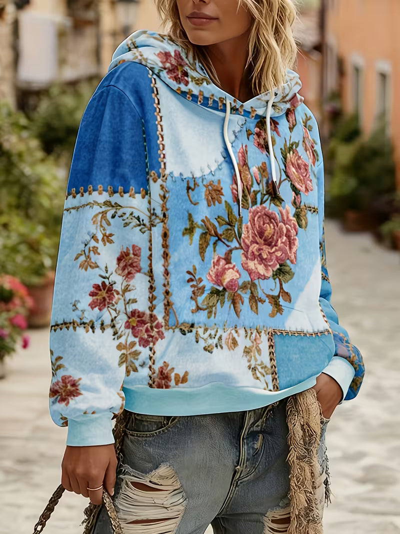 Norella - Sudadera Con Capucha De Manga Larga Y Diseño Floral De Patchwork