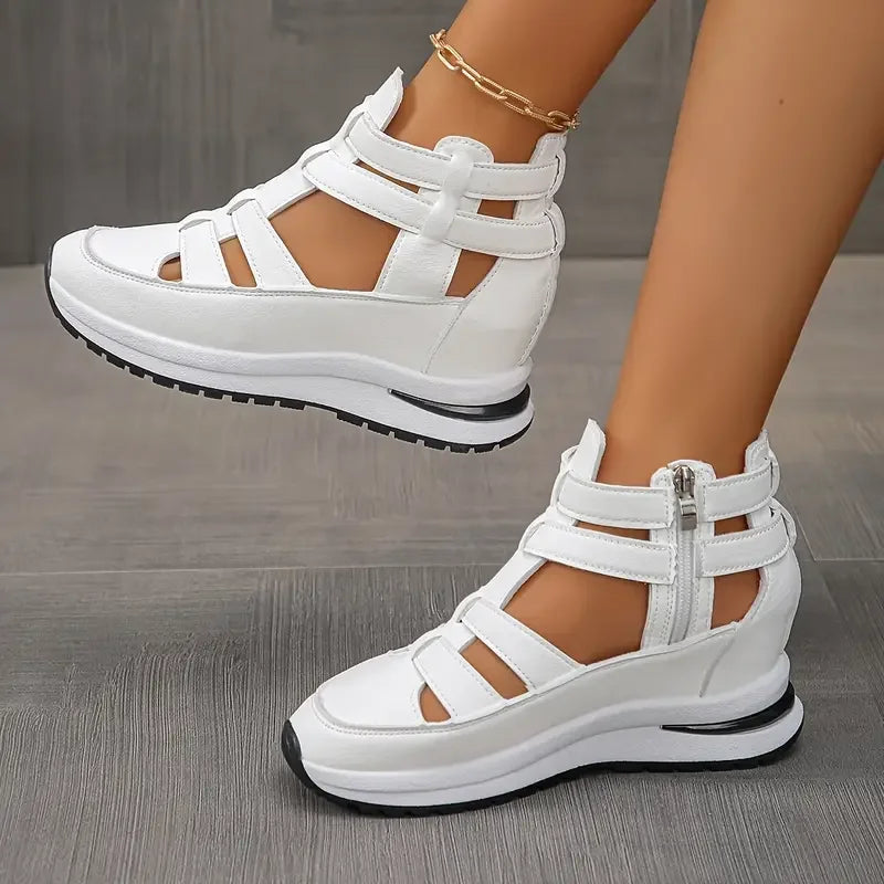 Souad - Sandalias De Cuña Elegantes Ligeras Con Cremallera Lateral